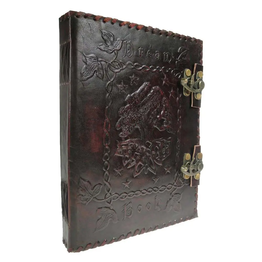 Figurine leather diary embossed dream tree lock